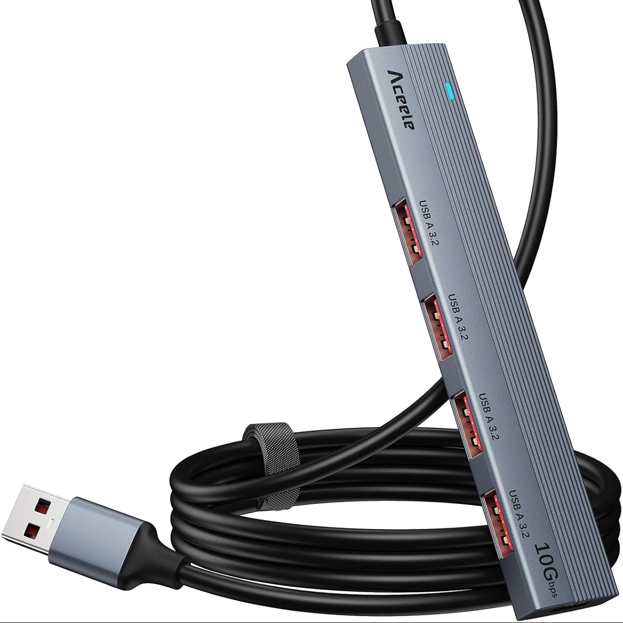 Aceele 4-Port USB 3.2 Gen 2 Hub, 10Gbps SuperSpeed Data Splitter, 1.2M Cable